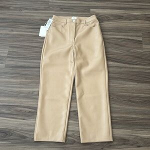Wilfred Beige Faux Leather Cropped Pants